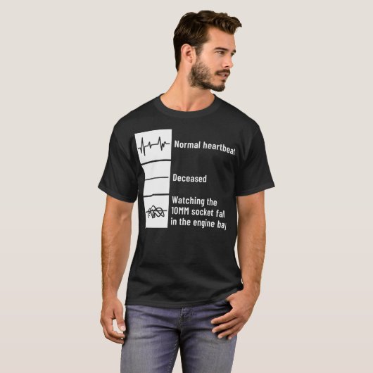 Funny Mechanic Heartbeat bij een 10mm-socket T-shirt (Voorkant volledig)