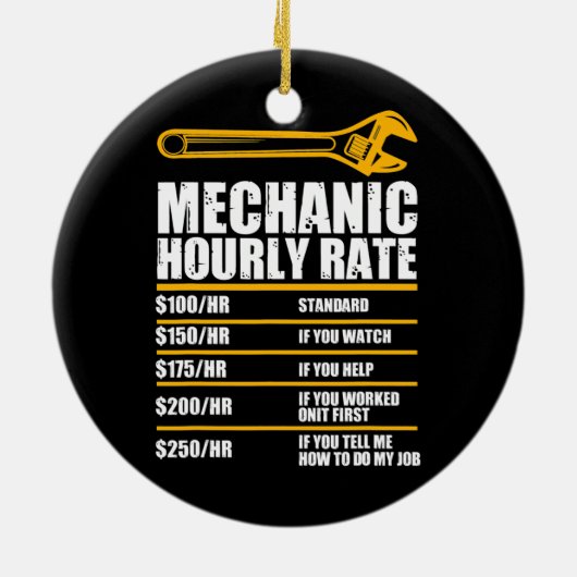 Funny Mechanic Hourly Rate Future Mechanic Keramisch Ornament (Achterkant)