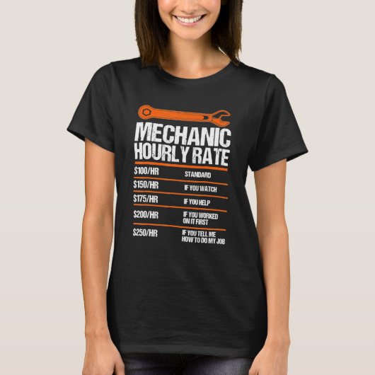 Funny Mechanic Hourly Rate Future Mechanic T-shirt (Voorkant)