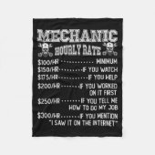 Funny Mechanic Hourly Rate Joke Design  Fleece Deken (Voorkant)