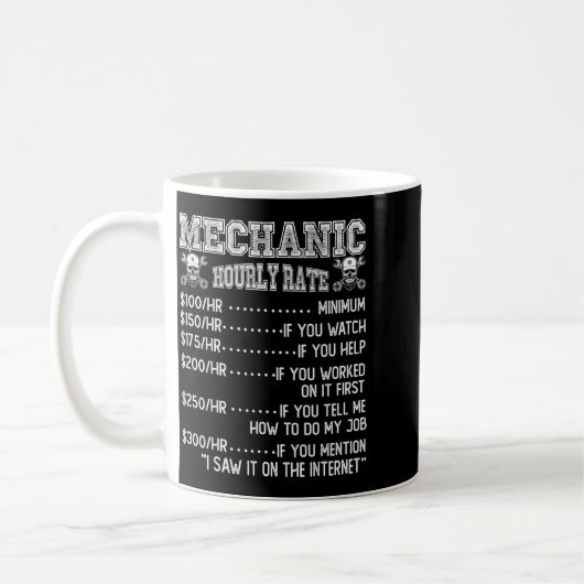 Funny Mechanic Hourly Rate Joke Design Koffiemok (Links)