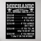 Funny Mechanic Hourly Rate Joke Design  Poster (Voorkant)