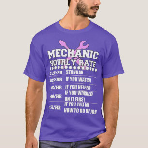 Funny Mechanic Hourly Rate Kerstmis Ra T-shirt