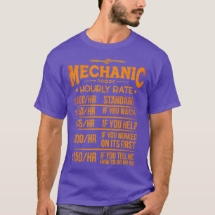 Funny Mechanic Hourly Rate Repairman Workshop T-shirt