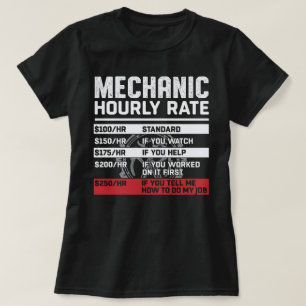 Funny Mechanic Hourly Rate T-shirt