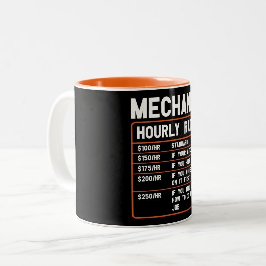 Funny Mechanic Hourly Rate Two-Tone Coffee Mok (Voorkant links)