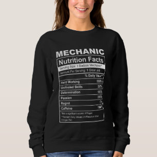 Funny Mechanic Nutrition Facts Label Car Machiner Trui