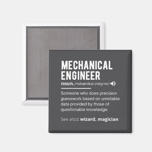 Funny Mechanical Engineer Definition Engineering Magneet (Voorkant / Achterkant)