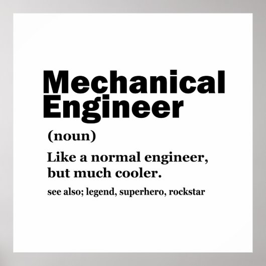 Funny Mechanical Engineer Definition Engineering Poster (Voorkant)