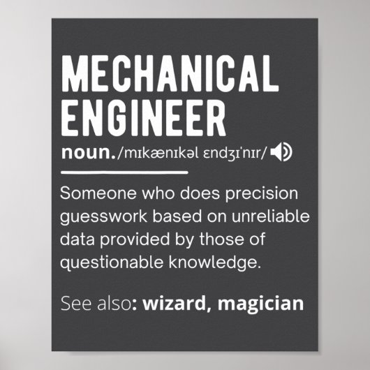 Funny Mechanical Engineer Definition Engineering  Poster (Voorkant)