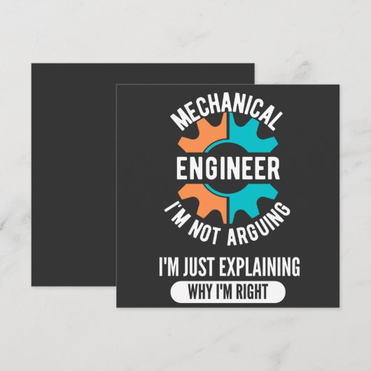 Funny Mechanical Engineer, Mechanical Engineering Kaart (Voorkant / Achterkant)