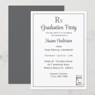 Funny Medical Rx Pill Bottle Graduation Party Kaart
