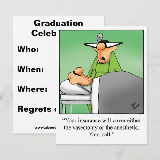 Funny Medical School Afstuderen Uitnodiging (Voorkant / Achterkant)
