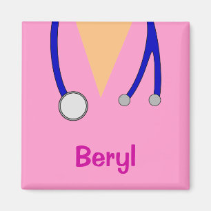 Funny Medical Scrubs Whimsical Personalized Fridge Magneet