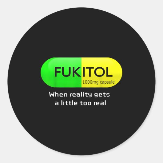 Funny Medication Gooditol Capsule Pharmacy Humor Ronde Sticker (Voorkant)