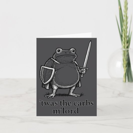 Funny Medieval Frog Meme Carbs Knight M'lord Quote Kaart (Voorkant)