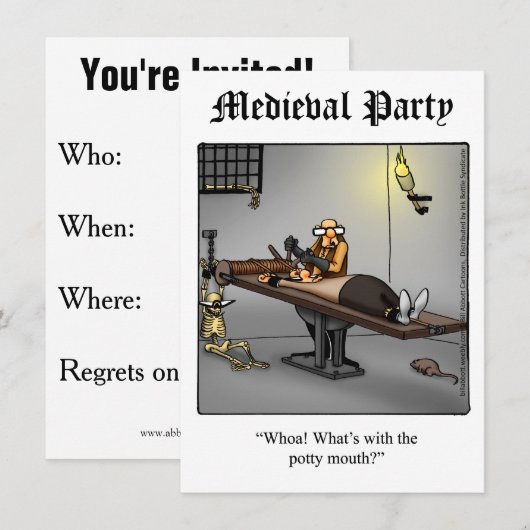 Funny Medieval Party-uitnodigingen Kaart (Voorkant / Achterkant)