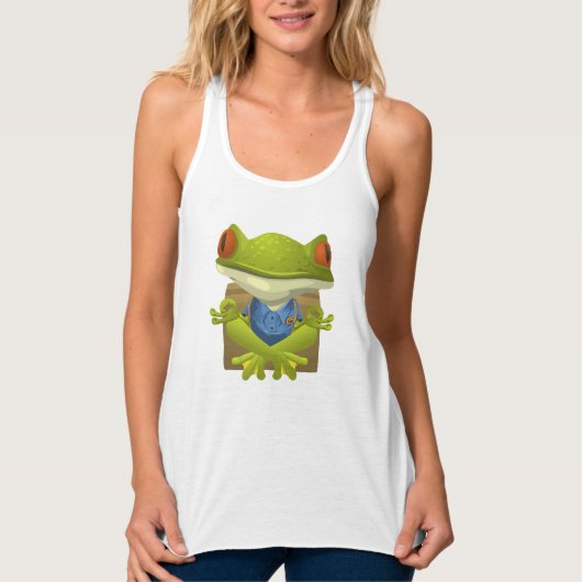 Funny Meditating Frog Cartoon Tanktop (Voorkant)