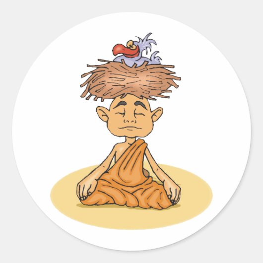 Funny Meditation Ronde Sticker (Voorkant)