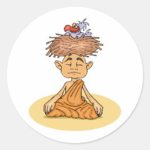 Funny Meditation Ronde Sticker