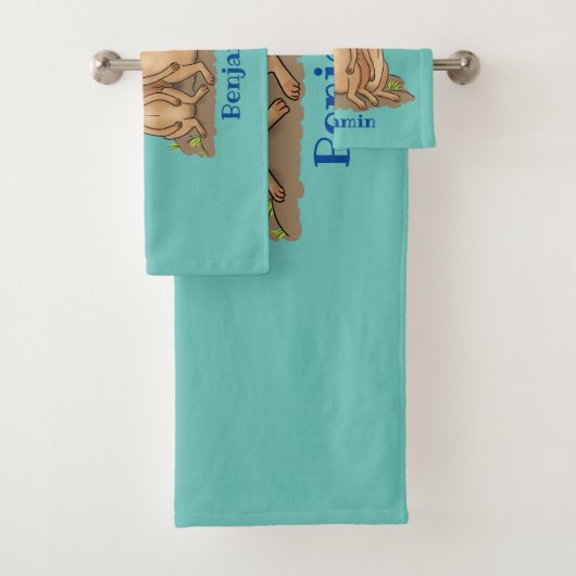 Funny meerkat cartoon illustratie bad handdoek (Insitu)