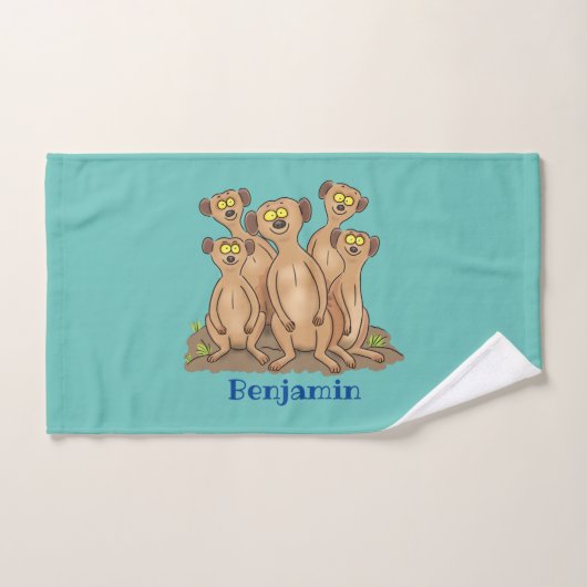 Funny meerkat cartoon illustratie bad handdoek (Handdoek)