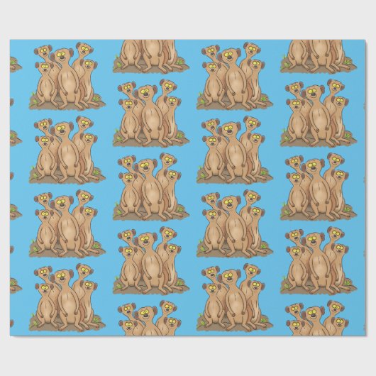 Funny meerkat cartoon illustratie cadeaupapier (Vlak)