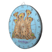 Funny meerkat cartoon illustratie dartbord (Voorkant Rechts)