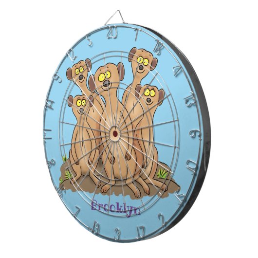 Funny meerkat cartoon illustratie dartbord (Voorkant Rechts)