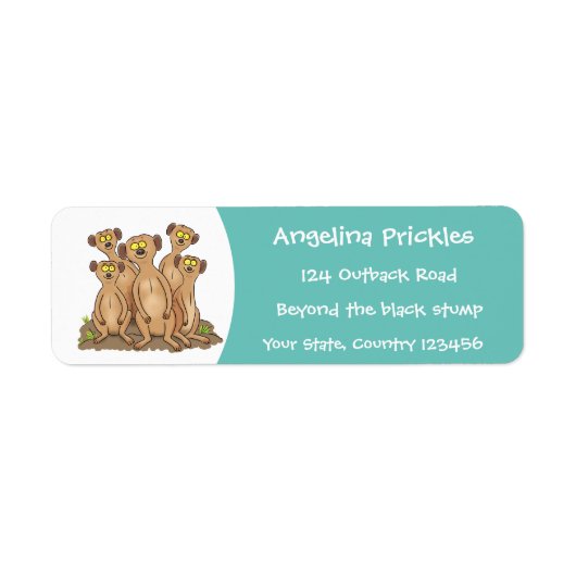 Funny meerkat cartoon illustratie etiket (Voorkant)