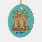 Funny meerkat cartoon illustratie keramisch ornament (Rechts)