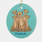 Funny meerkat cartoon illustratie keramisch ornament (Links)