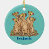 Funny meerkat cartoon illustratie keramisch ornament (Achterkant)