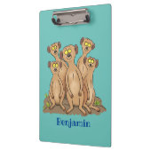 Funny meerkat cartoon illustratie klembord (Links)