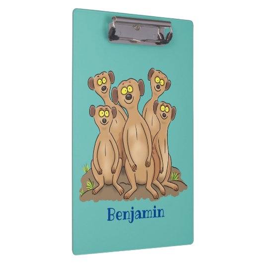 Funny meerkat cartoon illustratie klembord (Rechts)