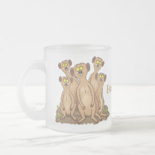 Funny meerkat cartoon illustratie matglas koffiemok