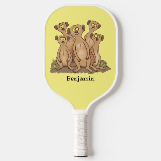 Funny meerkat cartoon illustratie pickleball paddle (Voorkant)