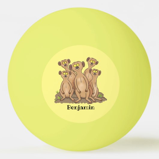Funny meerkat cartoon illustratie pingpongbal (Voorkant)