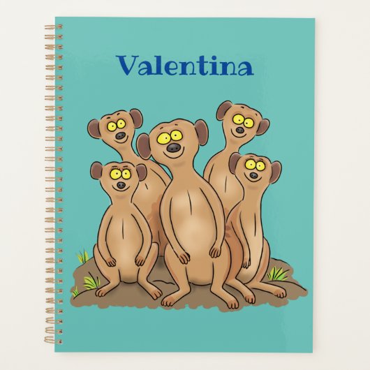 Funny meerkat cartoon illustratie planner (Voorkant)