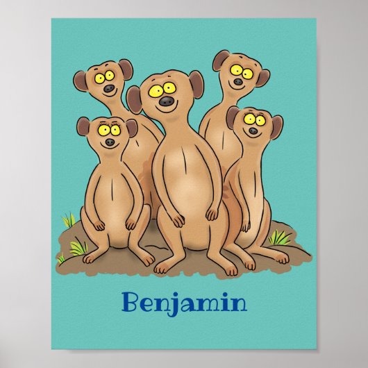 Funny meerkat cartoon illustratie poster (Voorkant)