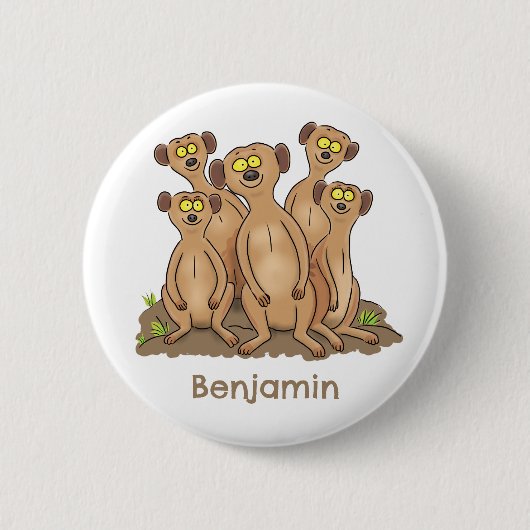 Funny meerkat cartoon illustratie ronde button 5,7 cm (Voorkant)