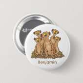 Funny meerkat cartoon illustratie ronde button 5,7 cm (Voorkant /achterkant)