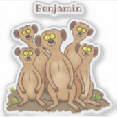 Funny meerkat cartoon illustratie sticker (Voorkant)