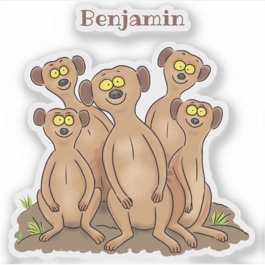 Funny meerkat cartoon illustratie sticker (Voorkant)