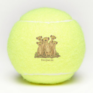Funny meerkat cartoon illustratie tennisballen