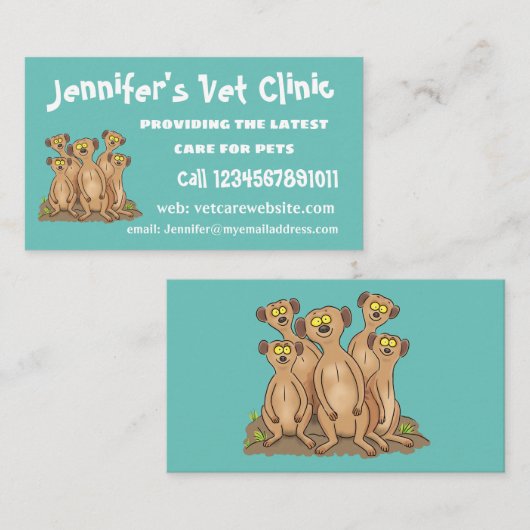 Funny meerkat cartoon illustratie visitekaartje (Voorkant / Achterkant)