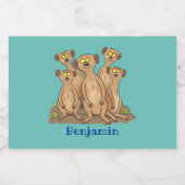 Funny meerkat cartoon illustratie voedselcontainer etiket (Enkel label)
