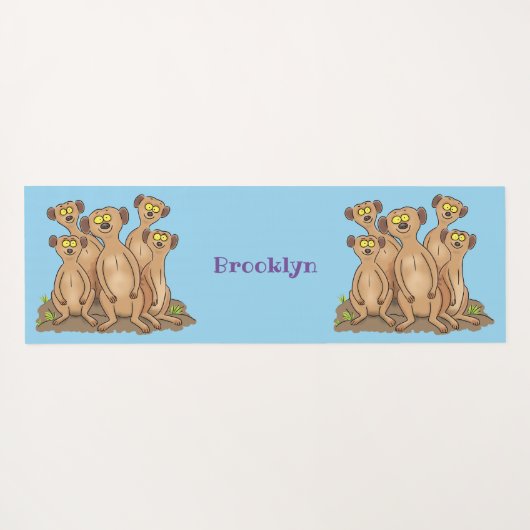 Funny meerkat cartoon illustratie yogamat (Achterkant (horizontaal))