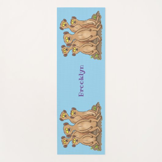 Funny meerkat cartoon illustratie yogamat (Voorkant)