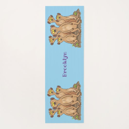 Funny meerkat cartoon illustratie yogamat (Achterkant)